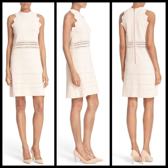 💕TED BAKER💕 Baby Pink Scallop Ribbed Knit Dress - Picture 5 of 8